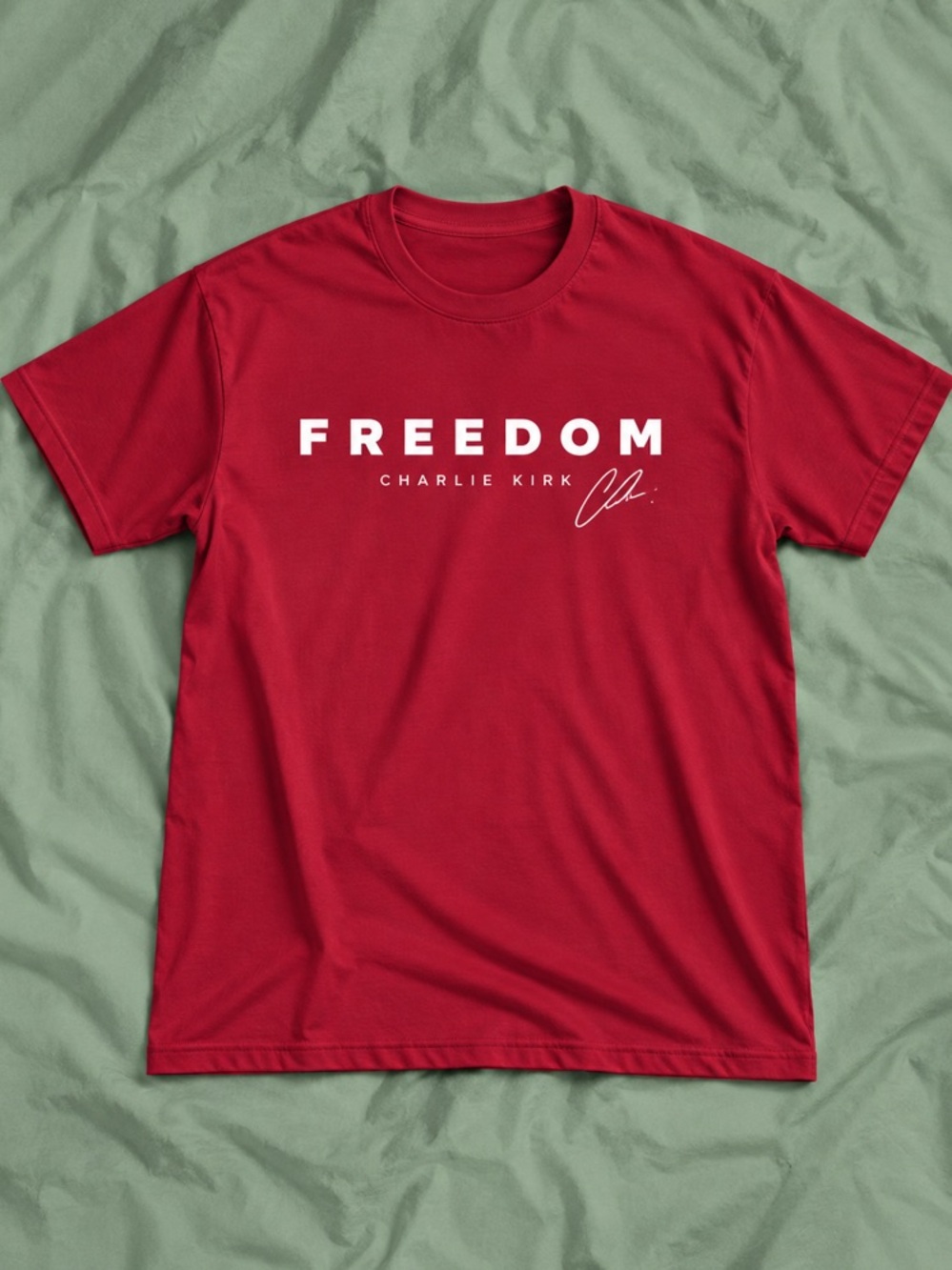 Freedom Charlie Kirk Memorial Shirt With Signature Red Crewneck